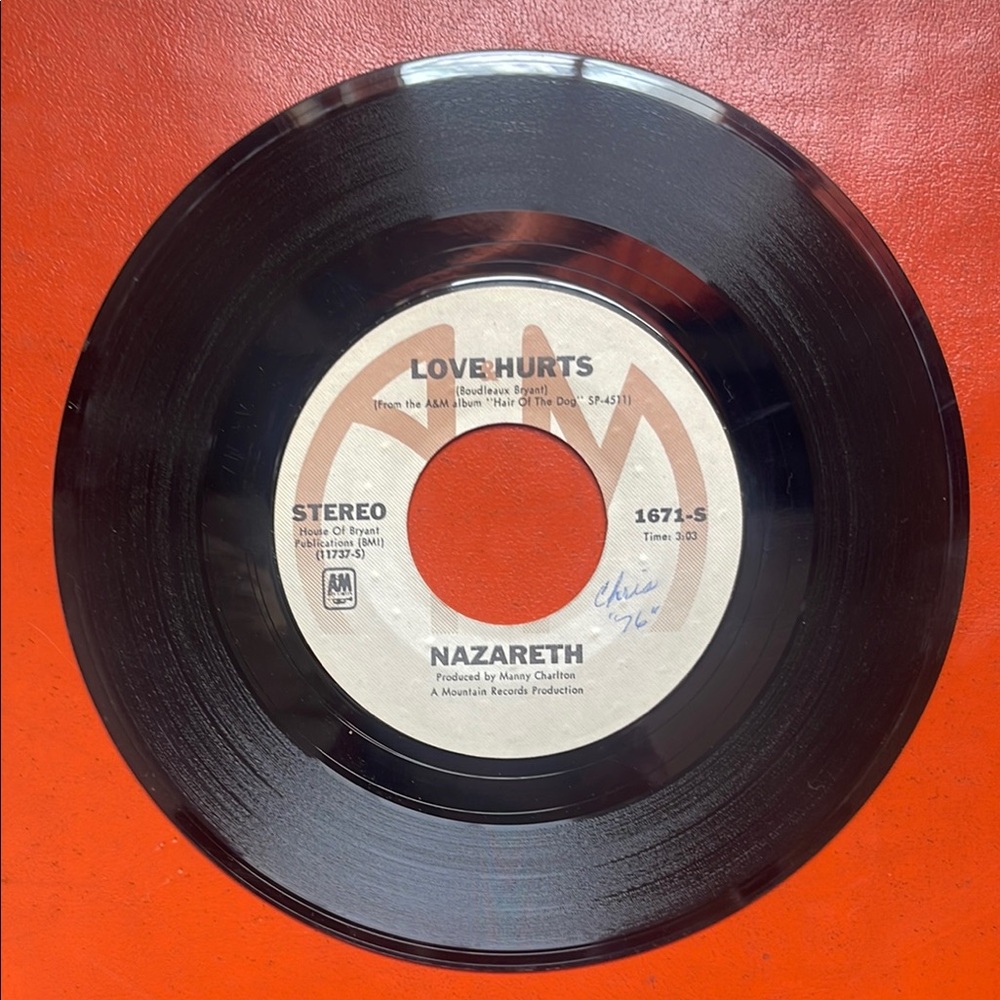 Nazareth 'Love Hurts' Vinyl Record 45 rpm